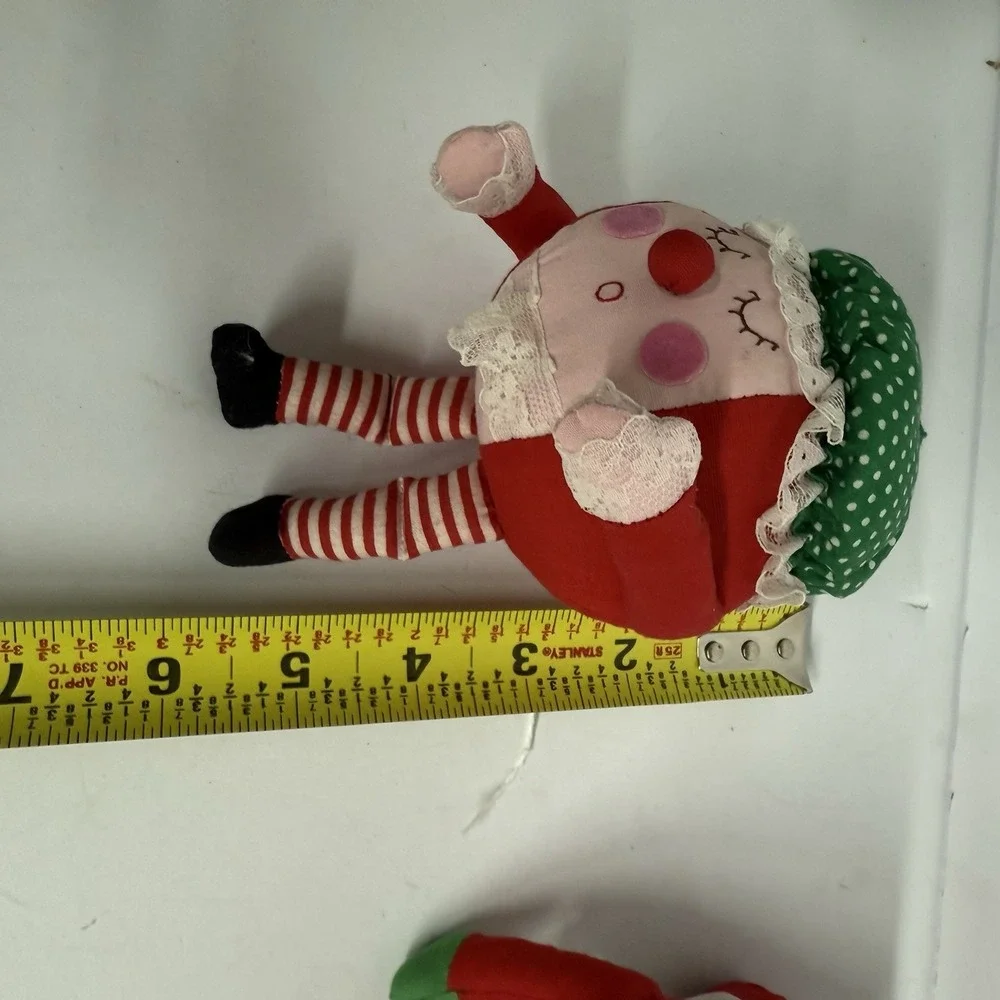 VTG Handmade Mr And Mrs Clause‎ Sleepy Santa Plush Ornaments Rollie Pollie